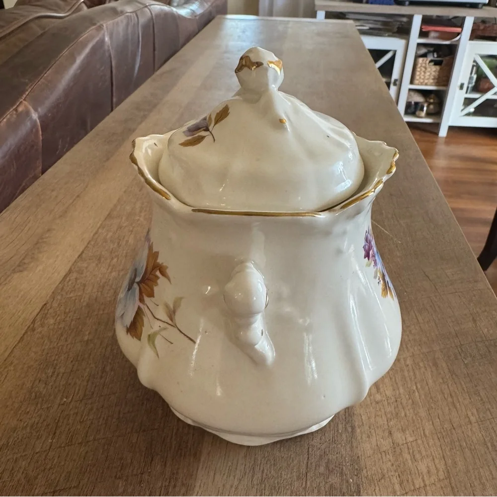 Vintage House of Webster Floral Ceramic Jar with Lid Saphhire flowers - Picture 5 of 9